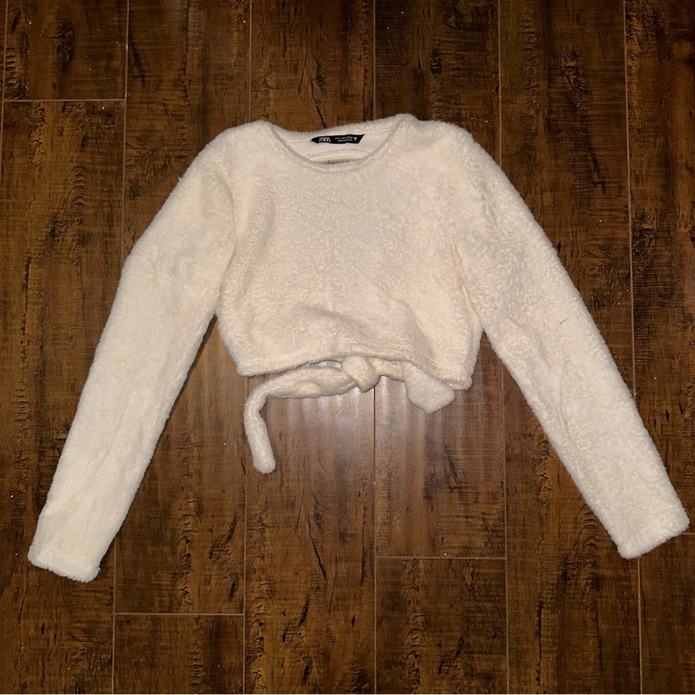 Zara open back fuzzy sweater